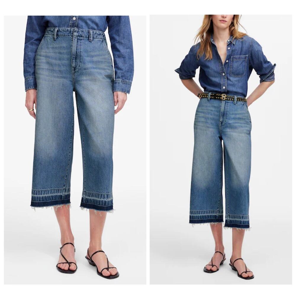 Madewell Denim Culottes Cropped Wide-Leg Jeans Contemporary Summer Cotton 25 NEW